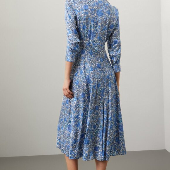 Sandro Purple and Blue Long Sleeve Wrap Sundress - Picture 7 of 7